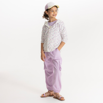 سويت شيرت من الصوف الناعم برسوم أزهار، باللون البنفسجي للفتيات